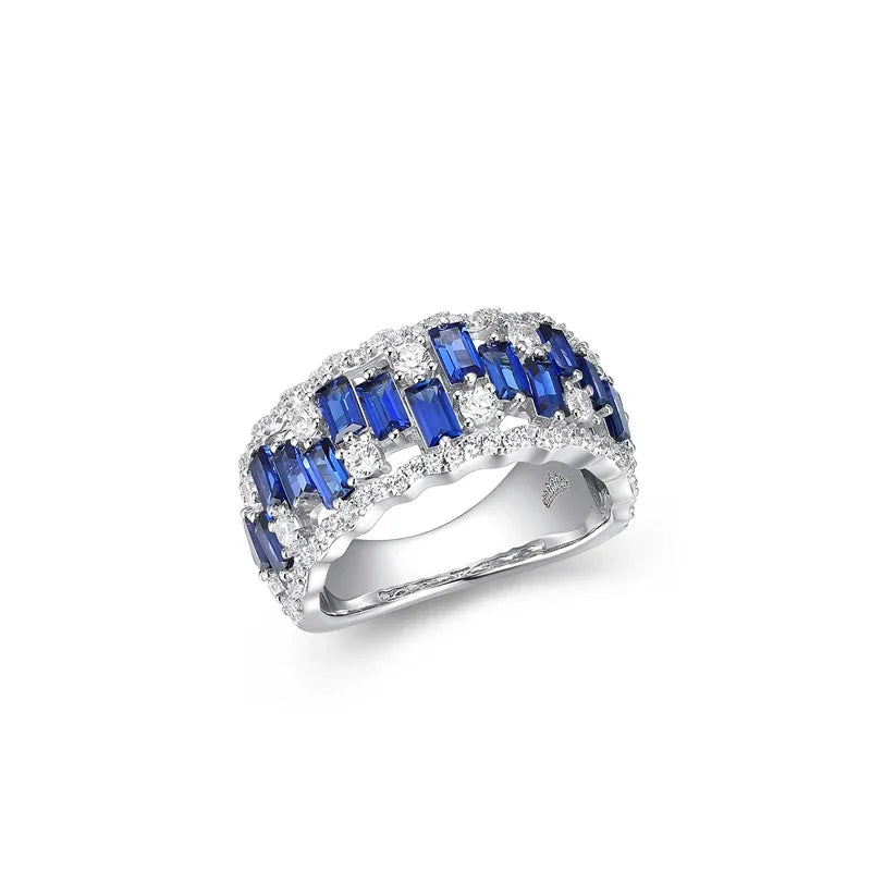 Sapphire S925 Silver Three-Dimensional Inlaid Ring - OOAKB