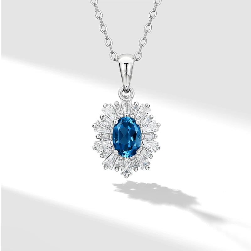 Natural Topaz Snowflake Necklace S925 Silver Women's Style