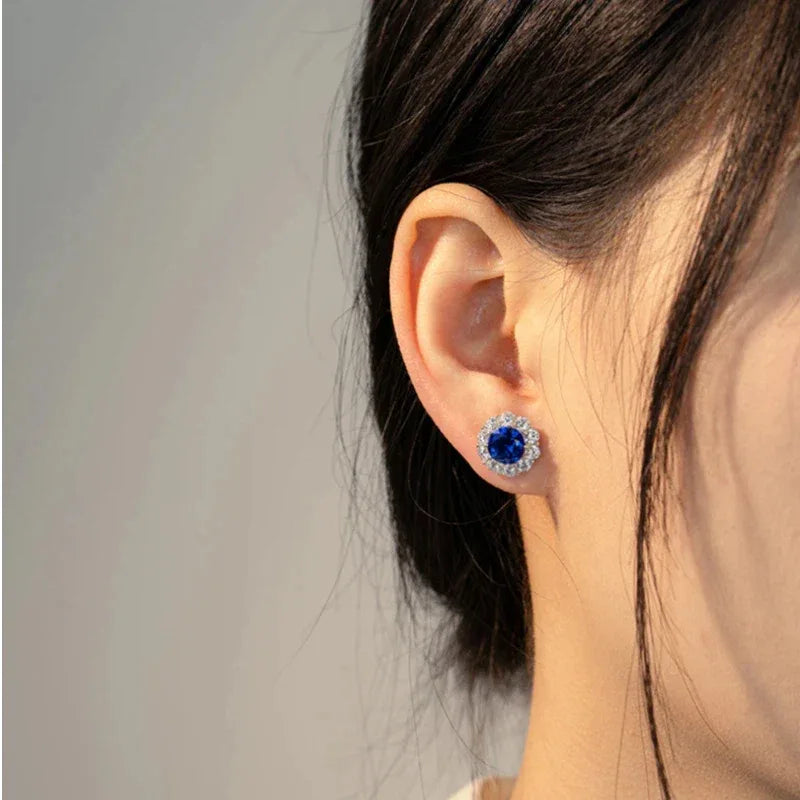 Sapphire Earrings S925 Silver Drop Earrings - OOAKB