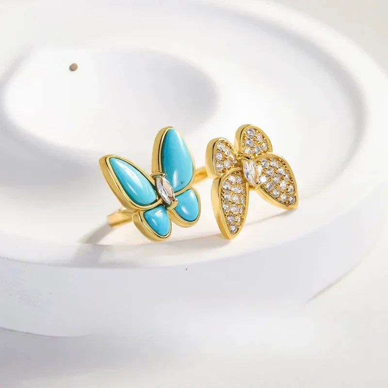 Natural Turquoise Butterfly Luxury Ring - OOAKB
