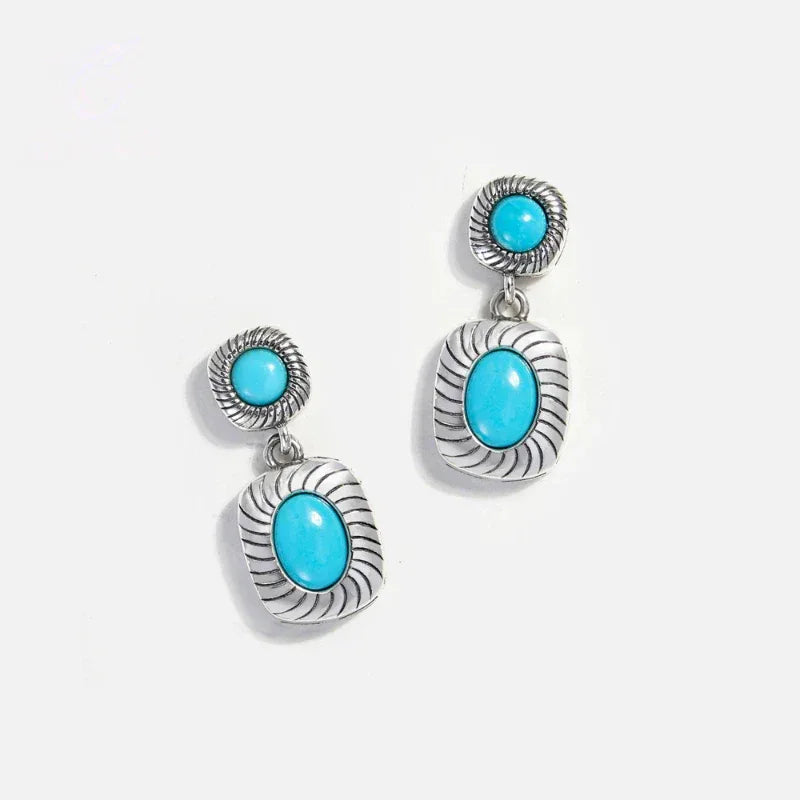 Turquoise Egg-Shaped S925 Silver Minimalist High-End Earrings - OOAKB