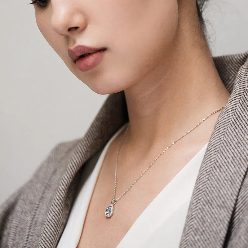 Topaz S925 Rhodium Plated Heart of the Ocean Necklace