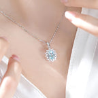 1.2 Carat Natural Aquamarine Princess Diana Style Necklace