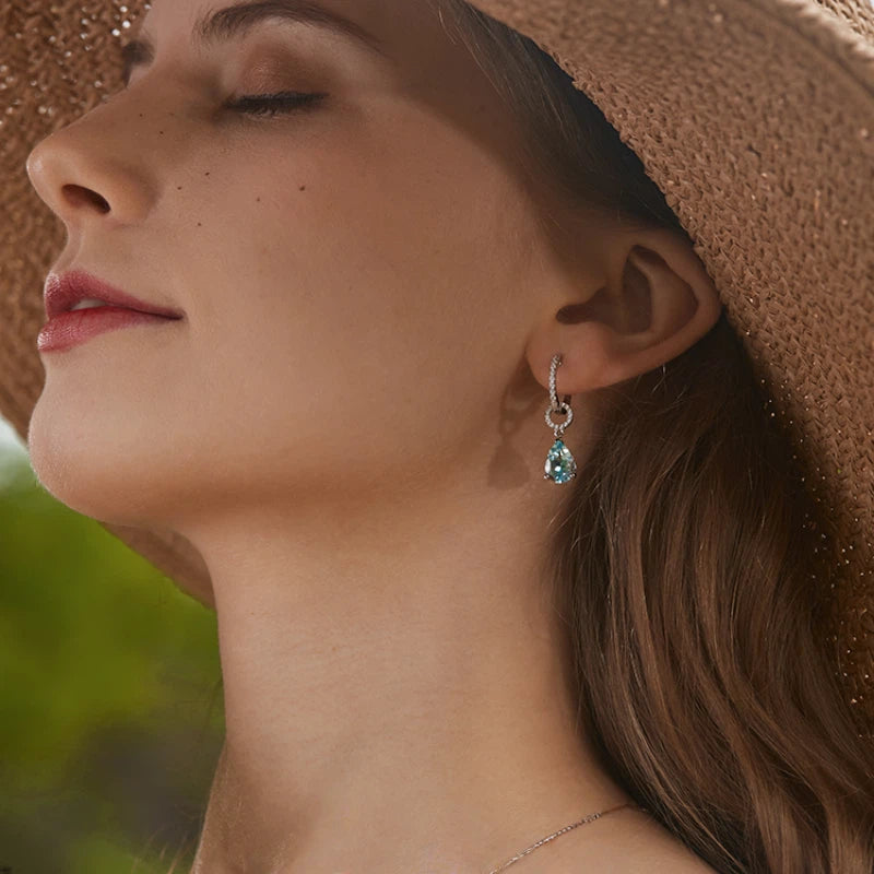 Topaz S925 Silver Teardrop-Shaped Earrings
