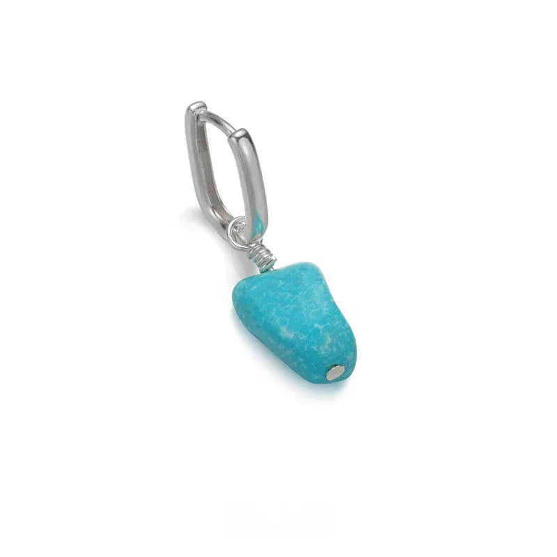 Silver Natural Irregular Turquoise Earrings - OOAKB
