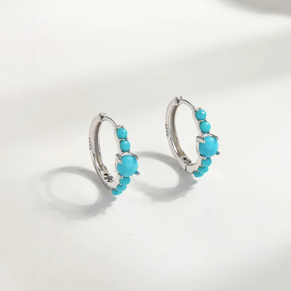 Natural Turquoise Round Earrings - OOAKB