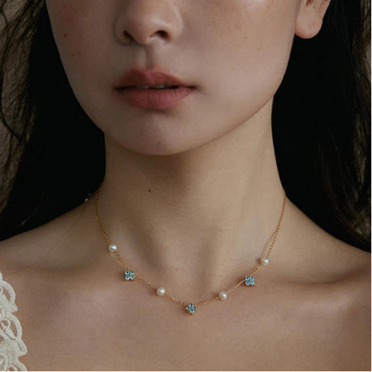 Topaz S925 Silver Pearl Adjustable Necklace