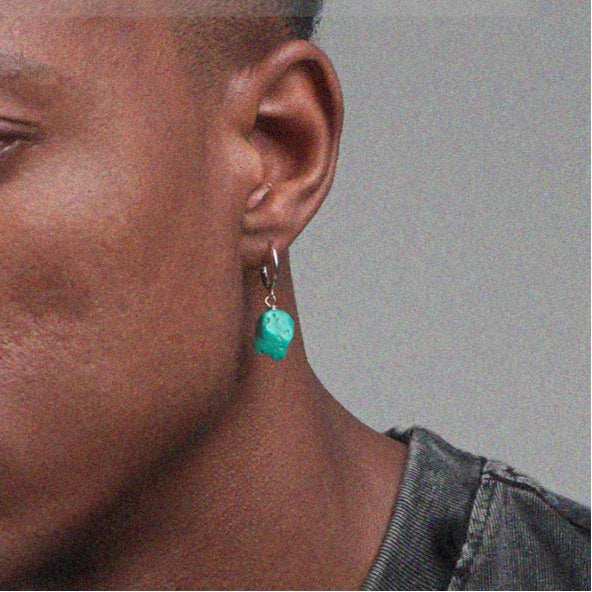 S925 Silver Turquoise Dangle Earrings Unisex - OOAKB