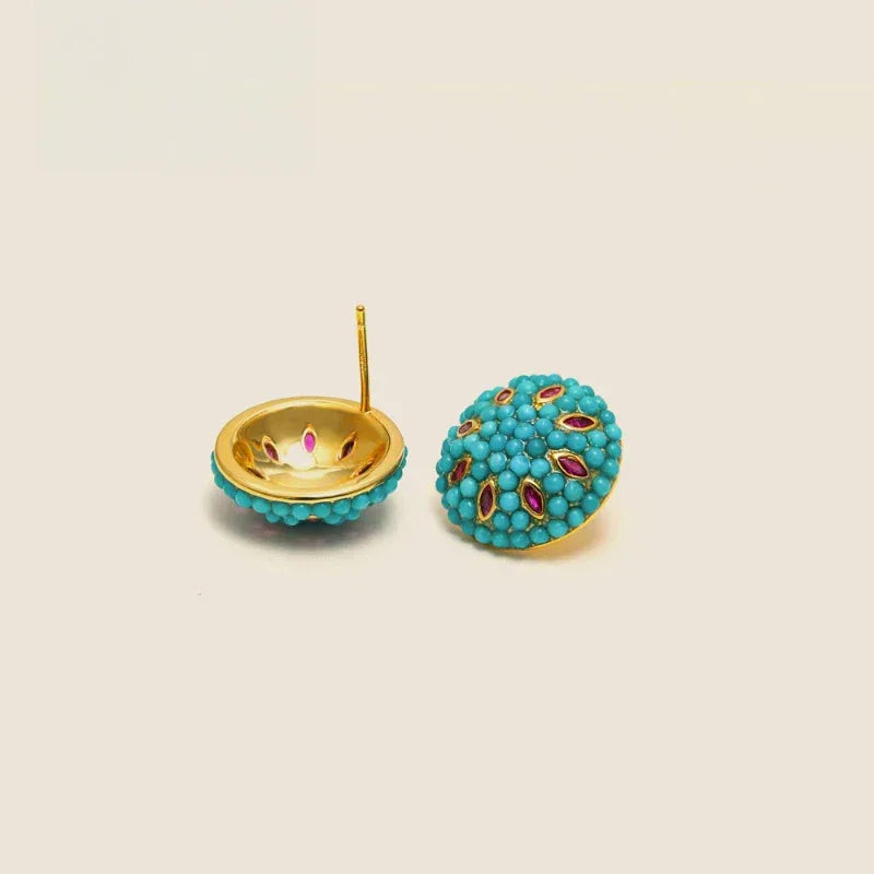 Turquoise Millet Bead S925 Silver Earrings - OOAKB