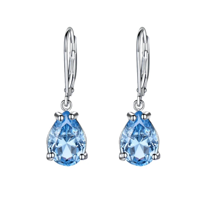 Sea Blue Topaz S925 Silver Closed-Back Earrings