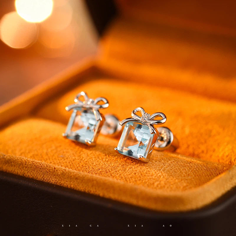Topaz S925 Silver Bowknot Earrings
