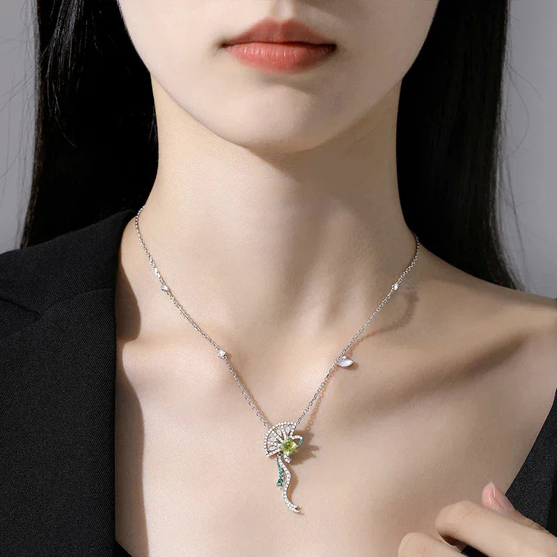 Natural Peridot Fan Tassel Necklace - OOAKB