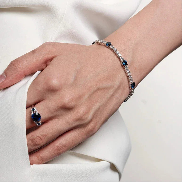 Sapphire S925 Silver Full-Inlaid Bracelet - OOAKB