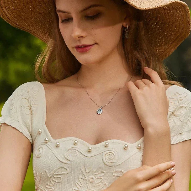 Topaz S925 Silver Teardrop-Shaped Necklace - OOAKB
