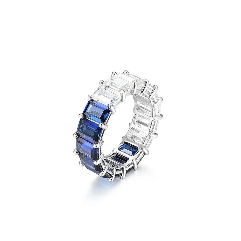 Sapphire S925 Silver Square Eternity Ring - OOAKB