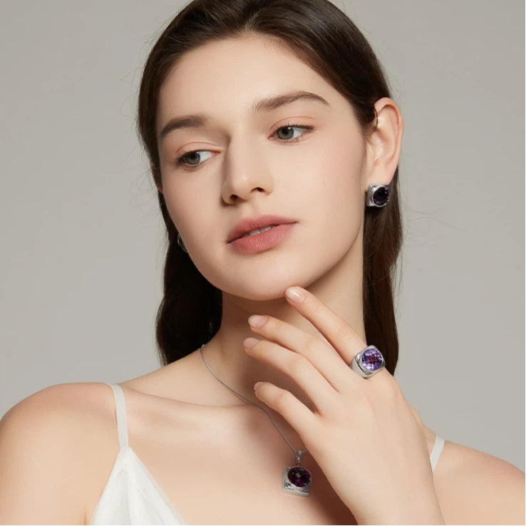 Yearning for the North Star Series Natural Amethyst Earrings