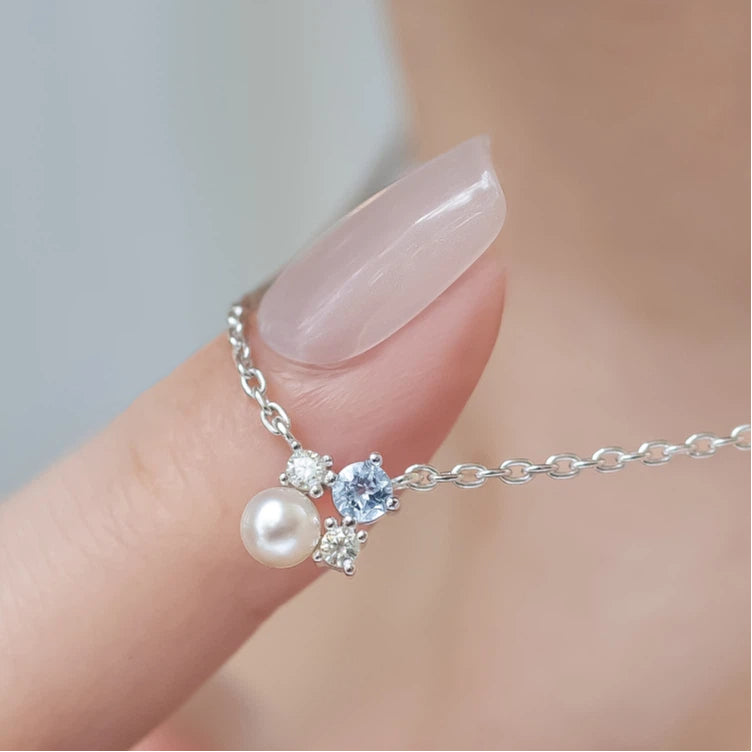 Topaz S925 Silver Saltwater Pearl Necklace