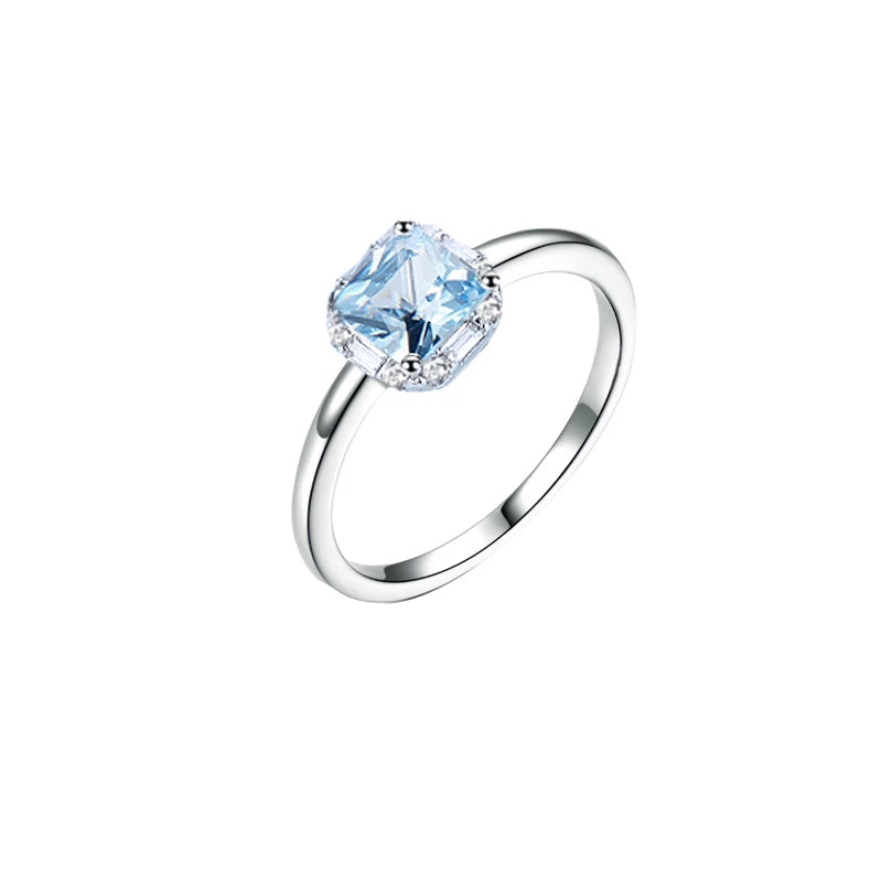 Sea Blue Topaz S925 Silver Open Ring