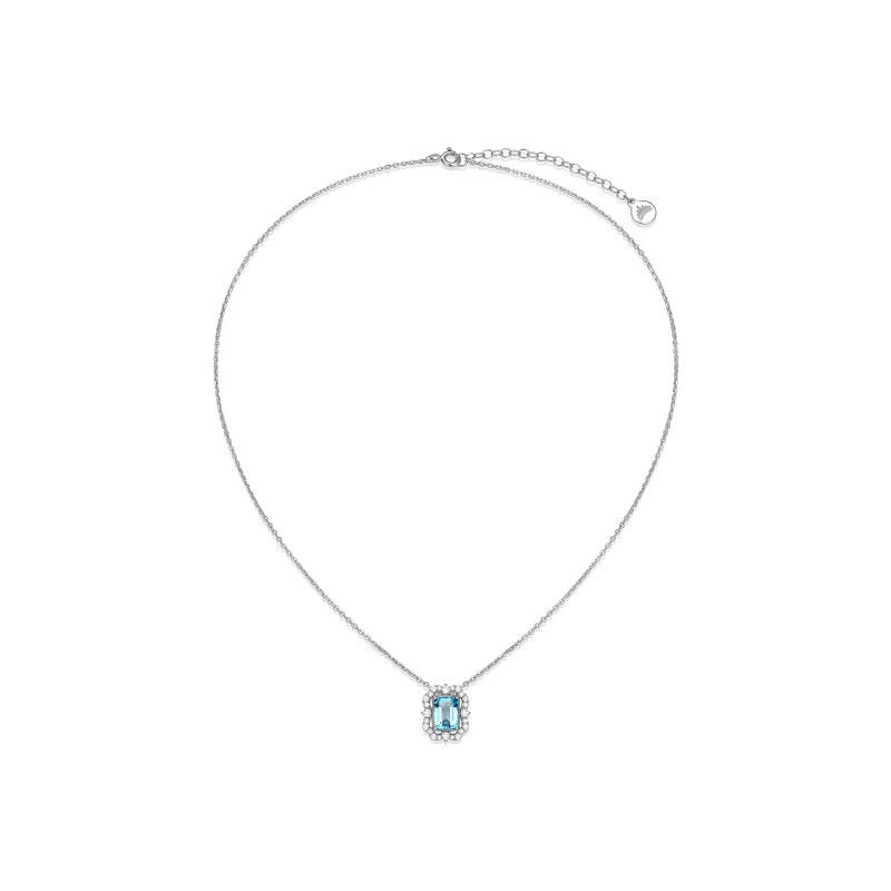 Topaz S925 Rhodium Plated Square Candy Necklace