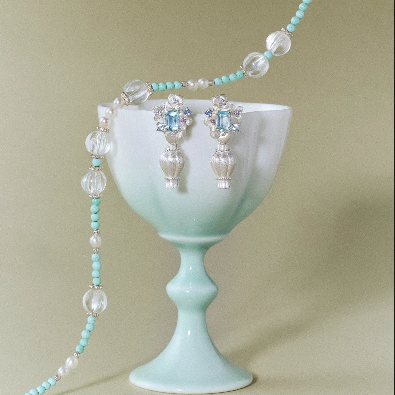 Topaz S925 Silver Detachable Flower Earrings