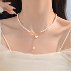 Baroque Heart-Shaped Pearl Collarbone Chain