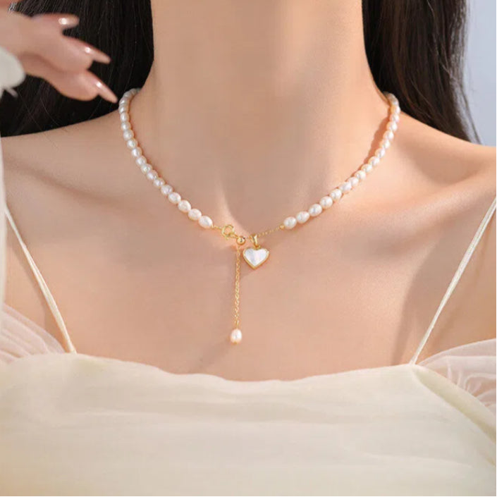 Baroque Heart-Shaped Pearl Collarbone Chain