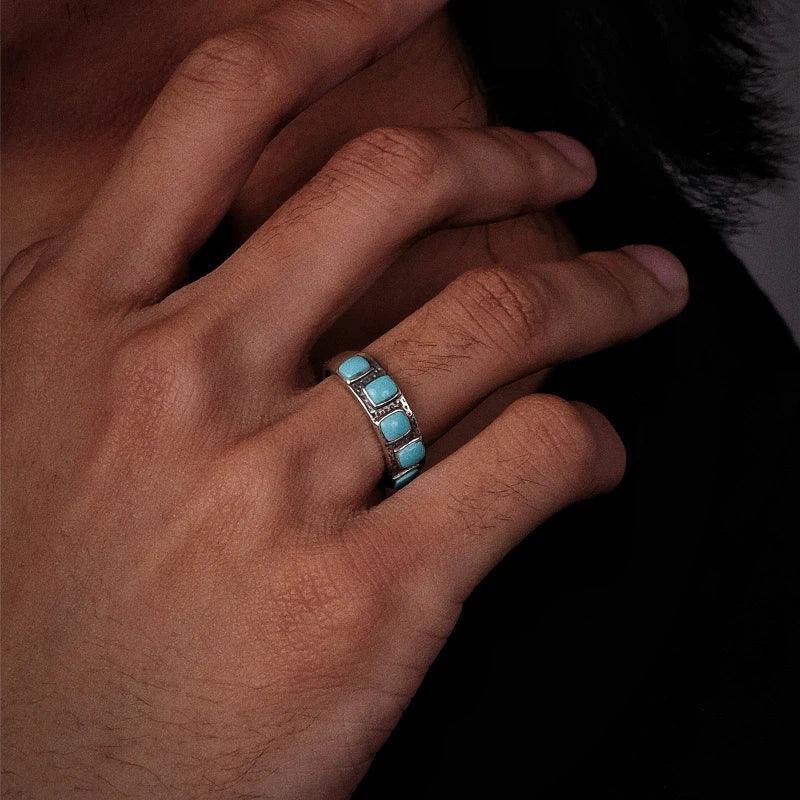 Silver Turquoise Retro Stackable Ring - OOAKB