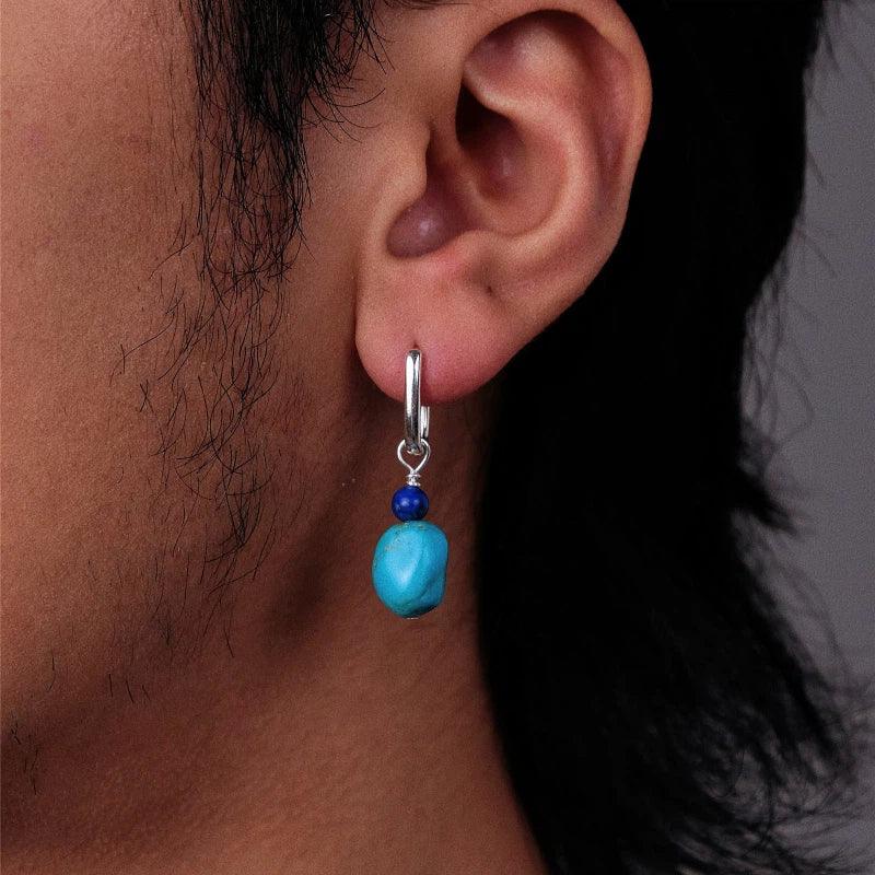 Silver Turquoise & Lapis Lazuli Earrings - OOAKB