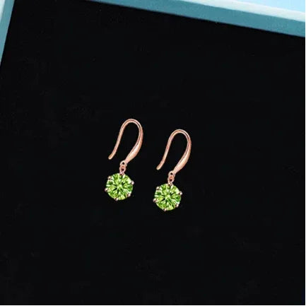 Natural Peridot Retro Six-Claw Luxury Silver Ear Hooks - OOAKB