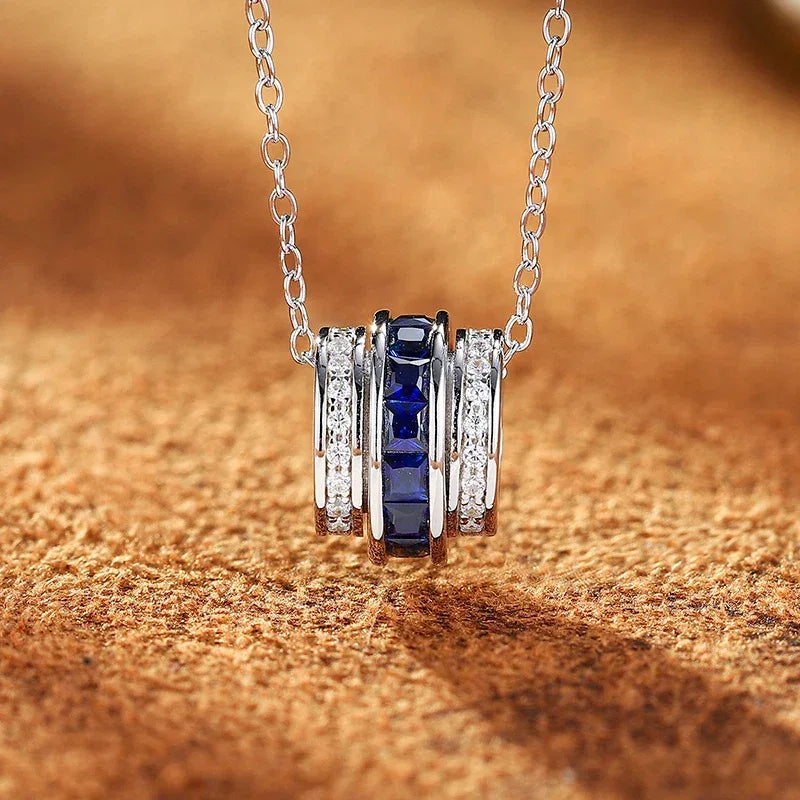 Sapphire S925 Silver Fortune Bead Necklace - OOAKB