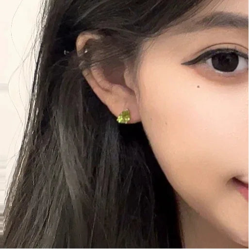 Natural Peridot Water Drop Luxury Silver Earrings - OOAKB
