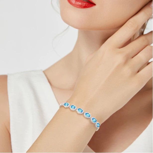 Topaz S925 Silver Elliptical Bracelet
