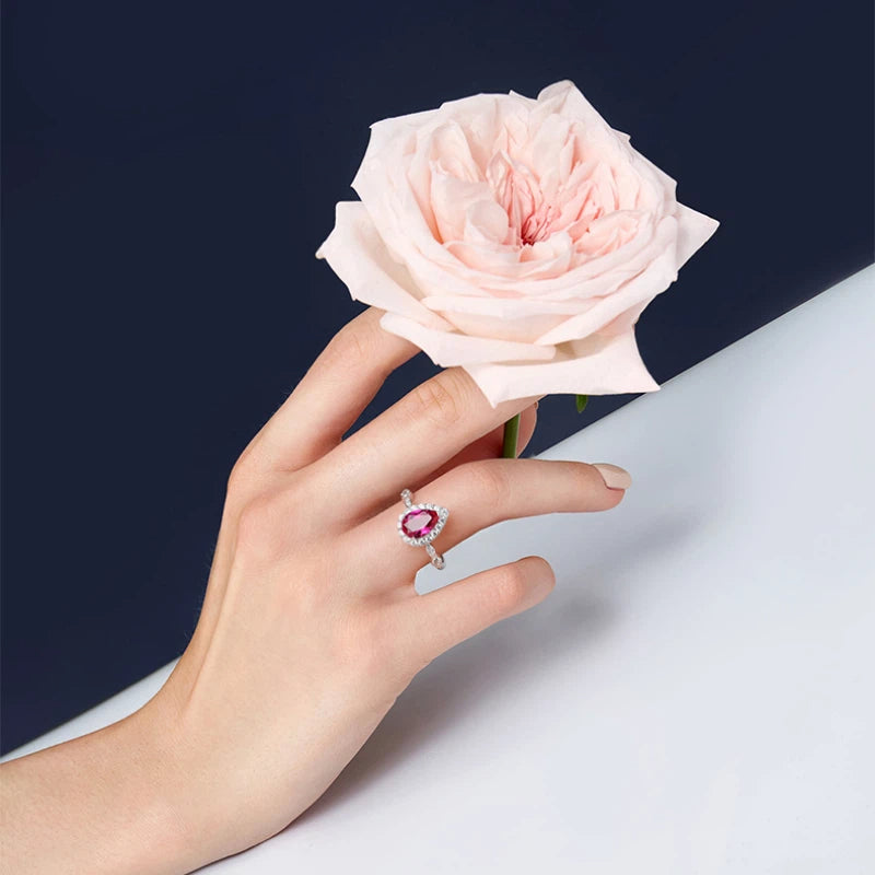 Angel's Tear Pigeon Blood Ruby Water Drop Ring Women's Style S925 Silver