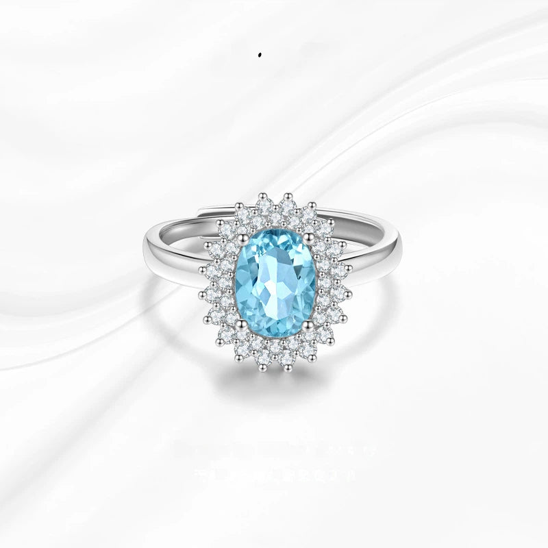 Topaz S925 Silver Gold-Plated Open Ring