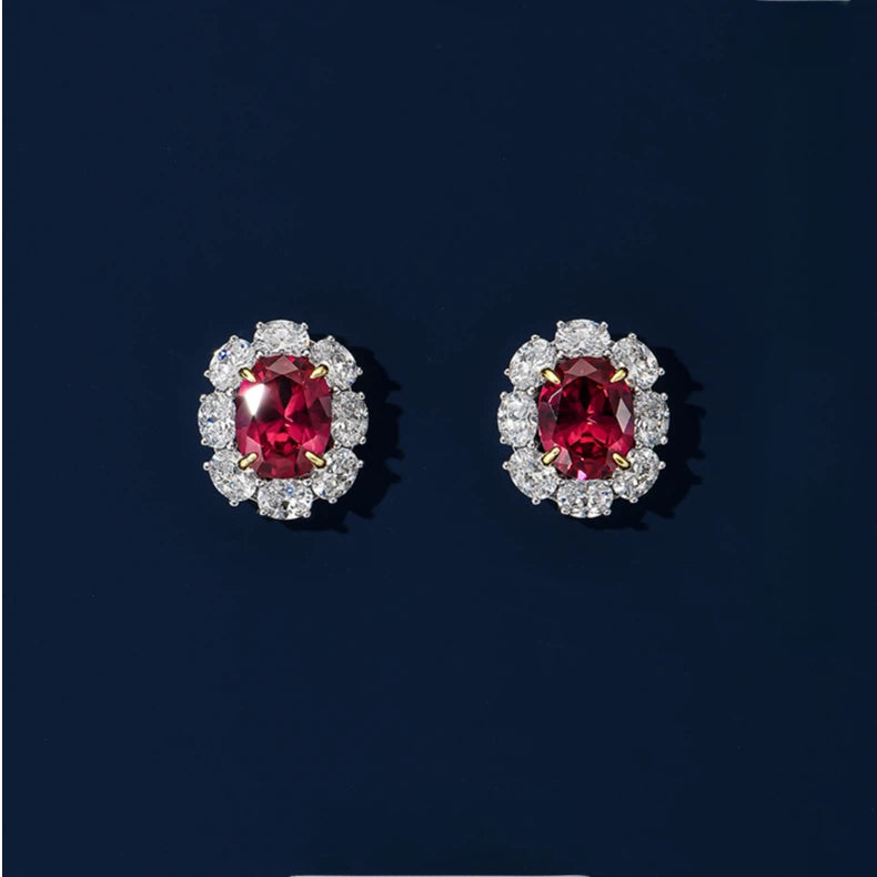Ruby Earrings S925 Silver Drop Earrings