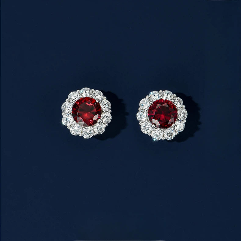 Ruby Earrings S925 Silver Women's Style