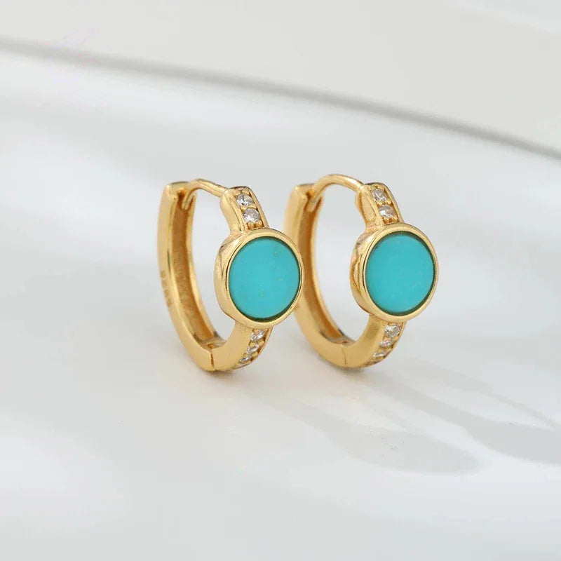 Turquoise Round S925 Silver Ear Cuffs - OOAKB