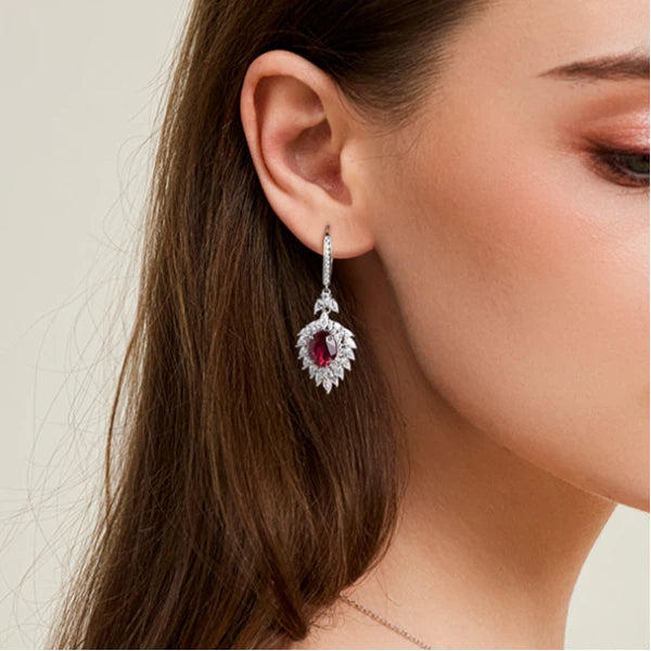 Pigeon-Blood Ruby Pigeon Egg Earrings