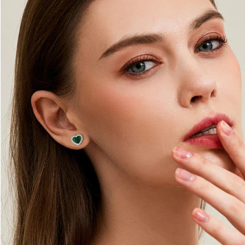 Malachite Heart-shaped Earrings - OOAKB