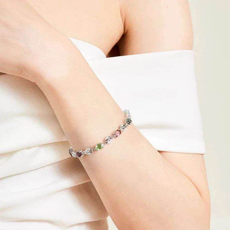 Natural Tourmaline Colorful Bracelet S925 Silver Women's Style - OOAKB