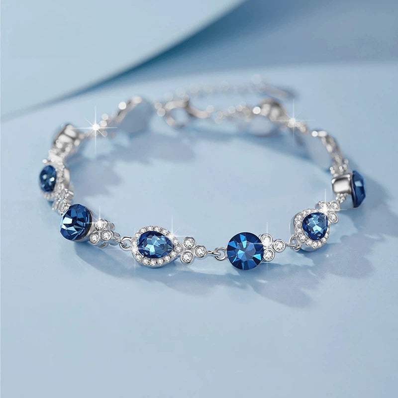 Topaz S925 Silver Heart Box Chain Bracelet