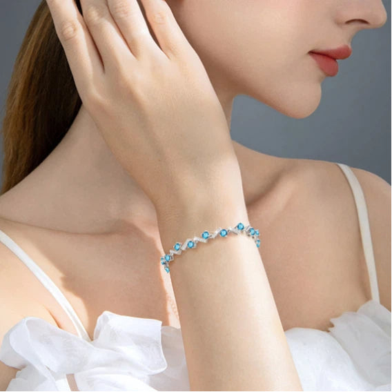 London Blue Topaz S925 Silver Geometric Bracelet