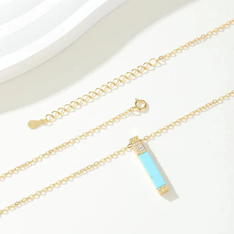 Natural Turquoise Cylindrical Luxury Necklace - OOAKB
