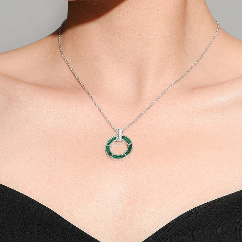 Malachite Round Coin Collar Chain Women's Style - OOAKB