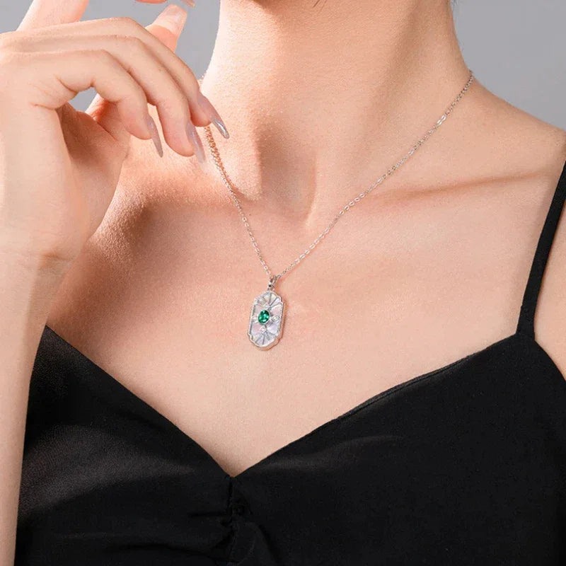 Sapphire S925 Silver Light Luxury Pendant Necklace Women's Style - OOAKB