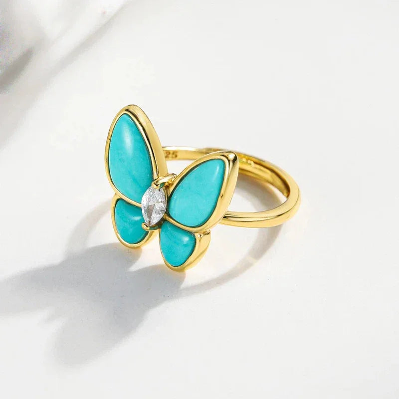 Natural Turquoise Butterfly Ring - OOAKB