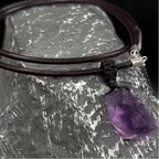 Amethyst Collarbone Chain 925 Silver Black Cord Necklace