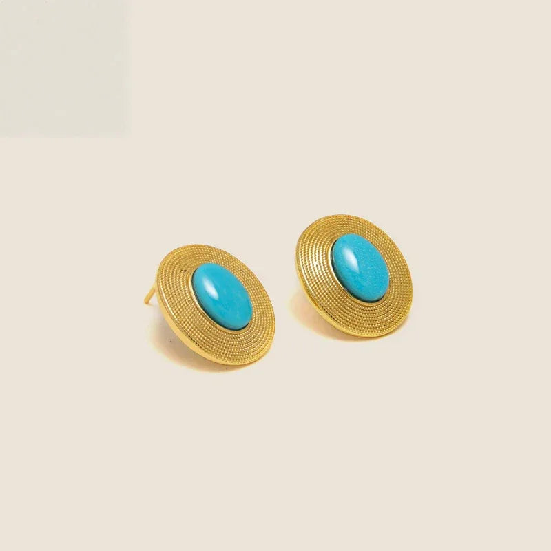 Turquoise Egg-Shaped S925 Silver Earrings - OOAKB