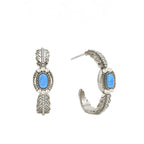Blue Opal Feather C-Hoop Earrings