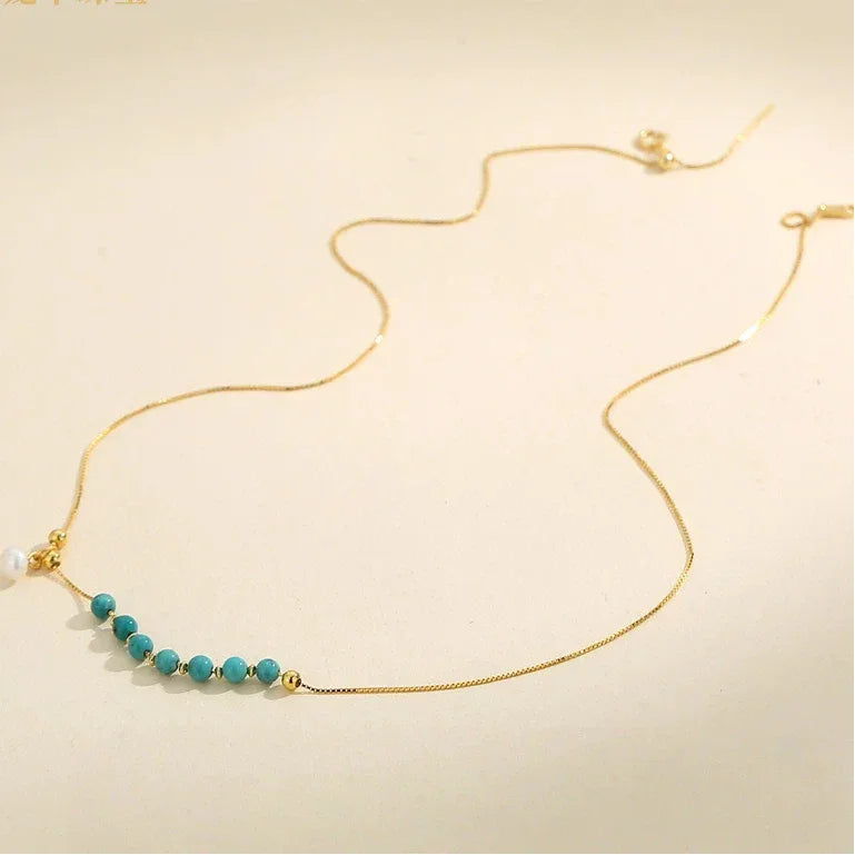 Natural Turquoise Pearl DIY Luxury Necklace - OOAKB